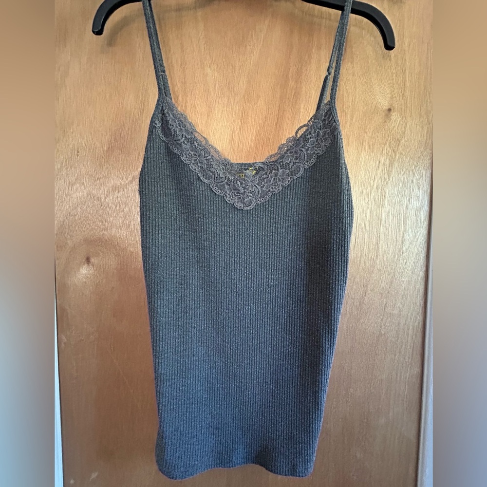 Gray Lace-trimmed Tank Top size L